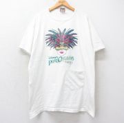 古着 半袖 ビンテージ Tシャツ ワンピース レディース 90年代 90s ディズニー DISNEY ポートオーリンズ ラメ ポケット付き 大きいサイズ ロング丈 コットン クルーネック USA製 白 ホワイト 25sep01 中古