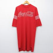 古着 7分袖 ビンテージ Tシャツ ワンピース レディース 00年代 00s コカコーラ ロング丈 クルーネック 赤【spe】 26mar28