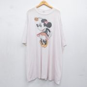 古着 半袖 ビンテージ Tシャツ レディース 80年代 80s ディズニー ミニー 大きいサイズ ロング丈 クルーネック USA製 薄ピンク系【spe】 26may08