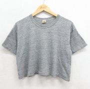 古着 ラッセル 半袖 ビンテージ Tシャツ レディース 70年代 70s 無地 ショート丈 クルーネック USA製 グレー 霜降り【spe】 26jun12