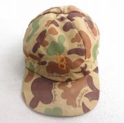中古 bob allen ビンテージ ハンティング キャップ 70年代 70s 刺繍 ダックハンターカモ 耳当て付き ゴアテックス ベージュ他 カーキ 迷彩 【spe】 25aug12