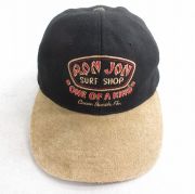 中古 ロンジョン キャップ 00年代 00s ビッグロゴ 刺繍 ツバスエード 黒他 ブラック 【spe】 25sep30