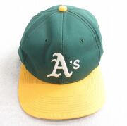 中古 キャップ 90年代 90s MLB オークランドアスレチックス 刺繍 ツートンカラー USA製 緑他 メジャーリーグ ベースボール 野球【spe】 26mar05