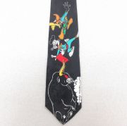中古 ネクタイ 90年代 90s ルーニーテューンズ LOONEY TUNES バッグスバニー ダフィーダック 黒 ブラック 【spe】 25aug02