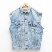 M★古着 リーバイス Levis デニム ベスト メンズ 90年代 90s コットン USA製 紺 ネイビー 25aug09 中古 アウター