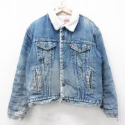 XL★古着 リーバイス Levis 70608 長袖 デニム ボア ジャケット ジージャン メンズ 80年代 80s ボロ コットン USA製 紺 ネイビー 【spe】 25sep11 中古 アウター Gジャン