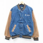 L★古着 Dunbrooke 長袖 デニム ジャケット メンズ 90年代 90s Chevron ツートンカラー 紺 ネイビー 25oct21 中古 アウター