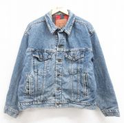 XL★古着 リーバイス Levis 70417 長袖 ジージャン メンズ 90年代 90s USA製 紺 ネイビー デニム 内側フランネル 【spe】 25oct25 中古 アウター Gジャン ジャケット