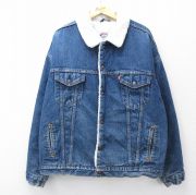 XL★古着 リーバイス Levis 長袖 ボア ジージャン メンズ 90年代 90s 大きいサイズ コットン USA製 紺 ネイビー デニム 内側ボア 【spe】 25oct27 中古 アウター Gジャン ジャケット