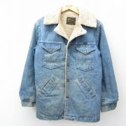 L★古着 ラングラー Wrangler 長袖 デニム ボア ランチ ジャケット メンズ 80年代 80s USA製 紺 ネイビー デニム他 【spe】 25nov05 中古 アウター