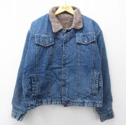 L★古着 長袖 ジージャン メンズ 紺 ネイビー デニム他 内側ファー 25nov05 中古 アウター Gジャン デニム ジャケット