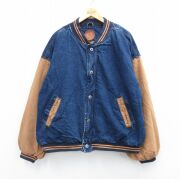 XL★古着 長袖 デニム ジャケット スタジャン メンズ 大きいサイズ 紺 デニム他【spe】 25dec15