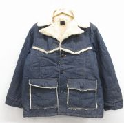 XL★古着 シアーズ 長袖 デニム ボア ジャケット メンズ 80年代 80s 紺【spe】 26jan17
