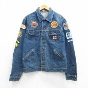 L★古着 長袖 ジージャン メンズ ワッペン コットン 紺 デニム【spe】 26mar09