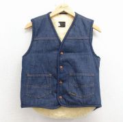 S★古着 ローバックス シアーズ デニム ベスト メンズ 80年代 80s 紺 内側ボア【spe】 26mar12