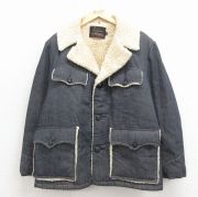 XL★古着 シアーズ 長袖 デニム ボア ジャケット メンズ 80年代 80s 濃紺 デニム【spe】 26apr03