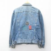 XL★古着 リー Lee 長袖 ジージャン メンズ 90年代 90s Titus Oaks Records 刺繍 紺 デニム【spe】 26apr21