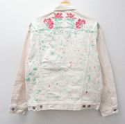 L★古着 リーバイス Levis 70507 長袖 ジージャン メンズ 80年代 80s 花 ハンドペイント ラインストーン コットン USA製 薄ピンク デニム【spe】 26apr21