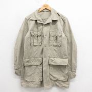 L★古着 長袖 ビンテージ ミリタリー ジャケット メンズ 60年代 60s 開襟 オープンカラー ベージュ カーキ 【spe】 25oct25 中古 アウター フライト