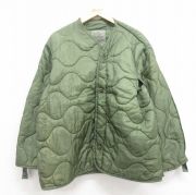 L★古着 長袖 ミリタリー ナイロン キルティング ライナー ジャケット メンズ 00年代 00s リップストップ USA製 緑 グリーン 【spe】 25oct29 中古 アウター フライト
