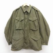 M★古着 長袖 ビンテージ ミリタリー フィールド ジャケット メンズ 50年代 50s M-51 ライナー付き コットン USA製 緑【spe】 25nov17