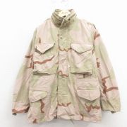 M★古着 長袖 ミリタリー フィールド ジャケット メンズ 80年代 80s M-65 デザートカモ USA製 ベージュ 迷彩【spe】 26jan17