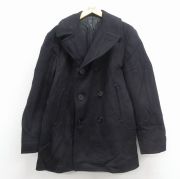 M★古着 長袖 ビンテージ ミリタリー ピーコート メンズ 60年代 60s ロング丈 ウール ポケット内側コーデュロイ 黒【spe】 26jan17