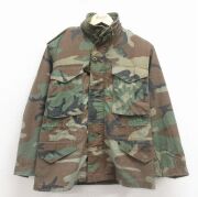 S★古着 長袖 ミリタリー フィールド ジャケット メンズ 80年代 80s M-65 ウッドランドカモ USA製 緑 迷彩【spe】 26jan23