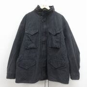 XL★古着 長袖 ミリタリー フィールド ジャケット メンズ 90年代 90s M-65 ライナー付き 大きいサイズ コットン USA製 黒【spe】 26jan23