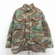 L★古着 長袖 ミリタリー フィールド ジャケット メンズ 80年代 80s M-65 ライナー付き ウッドランドカモ USA製 緑 迷彩【spe】 26feb21