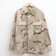 L★古着 長袖 ミリタリー ジャケット メンズ 90年代 90s コンバット リップストップ USアーミー デザートカモ USA製 ベージュ 迷彩【spe】 26mar13