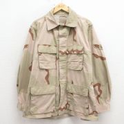 L★古着 長袖 ミリタリー ジャケット メンズ 90年代 90s コンバット デザートカモ USA製 ベージュ他 迷彩【spe】 26mar13