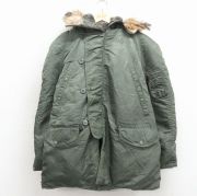 L★古着 長袖 ビンテージ ミリタリー ジャケット メンズ 60年代 60s N-3B コヨーテファー ロング丈 ラグラン USA製 緑【spe】 26apr13