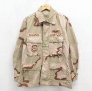 L★古着 長袖 ミリタリー ジャケット メンズ 90年代 90s USエアフォース コンバット リップストップ デザートカモ USA製 ベージュ 迷彩【spe】 26may23