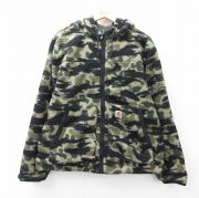 L★古着 カーハート Carhartt 長袖 フリース ジャケット パーカー メンズ リバーシブル 濃緑他 グリーン 迷彩 【spe】 25sep04 中古 アウター