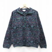 M★古着 コロンビア COLUMBIA 長袖 ハーフジップ フリース ジャケット メンズ 90年代 90s 総柄 USA製 濃緑他 グリーン 【spe】 25sep13 中古 アウター