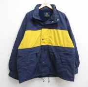 XL★古着 ブルックスブラザーズ BROOKS BROTHERS 長袖 ブランド ナイロン ジャケット メンズ ツートンカラー 紺他 ネイビー 内側フリース 【spe】 25sep26 中古 アウター