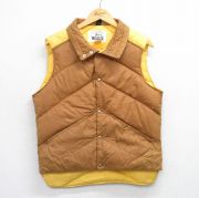 M★古着 ウールリッチ WOOLRICH ナイロン ダウン ベスト メンズ 80年代 80s ツートンカラー 茶他 ブラウン 【spe】 25sep30 中古 アウター