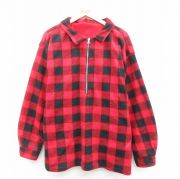 XL★古着 マルボロ 長袖 ハーフジップ フリース ジャケット メンズ 90年代 90s リバーシブル 赤他 レッド バッファロー チェック 【spe】 25oct11 中古 アウター
