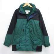 L★古着 コロンビア COLUMBIA 長袖 ナイロン マウンテン ジャケット メンズ 00年代 00s ワンポイントロゴ 緑他 グリーン 内側フリース 【spe】 25oct24 中古 アウター