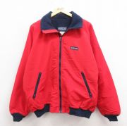 L★古着 ランズエンド 長袖 ナイロン ジャケット メンズ 90年代 90s ラグラン USA製 赤 レッド 内側フリース 【spe】 25oct28 中古 アウター