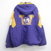XL★古着 スターター STARTER 長袖 ハーフジップ ナイロン ジャケット アノラック パーカー メンズ 00年代 00s ワシントンハスキーズ 大きいサイズ 紫他 パープル 内側キルティング 【spe】 25oct28 中古 アウター