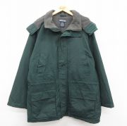 XL★古着 ランズエンド 長袖 マウンテン ジャケット パーカー メンズ 00年代 00s ロング丈 緑 内側キルティング 内側フリース【spe】 25dec11