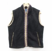 S★古着 alf フリース ベスト メンズ チロリアンテープ USA製 黒他【spe】 25dec13