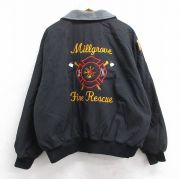 XL★古着 長袖 ジャケット メンズ 90年代 90s ミルグローブ 消防署 ラグラン 大きいサイズ USA製 黒 内側フリース【spe】 26jan16