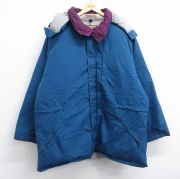 XL★古着 エルエルビーン 長袖 ダウン ジャケット パーカー メンズ 80年代 80s ペノブスコット 大きいサイズ ロング丈 USA製 紺系【spe】 26jan16