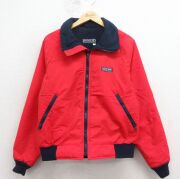 L★古着 ランズエンド 長袖 ナイロン ジャケット メンズ 80年代 80s ラグラン 赤 内側フリース【spe】 26jan23