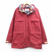 XL★古着 エルエルビーン 長袖 マウンテン ジャケット パーカー メンズ 80年代 80s BAXTER STATE PARKA ラグラン ロング丈 エンジ 内側ウール【spe】 26feb09