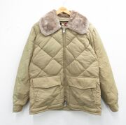 XL★古着 Tempco 長袖 キルティング ダウン ジャケット メンズ 70年代 70s 襟ボア USA製 タロン ベージュ【spe】 26feb09