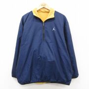 L★古着 長袖 ハーフジップ ナイロン ジャケット メンズ マイケルジョーダン エアジョーダン リバーシブル 紺 内側フリース【spe】 26feb12